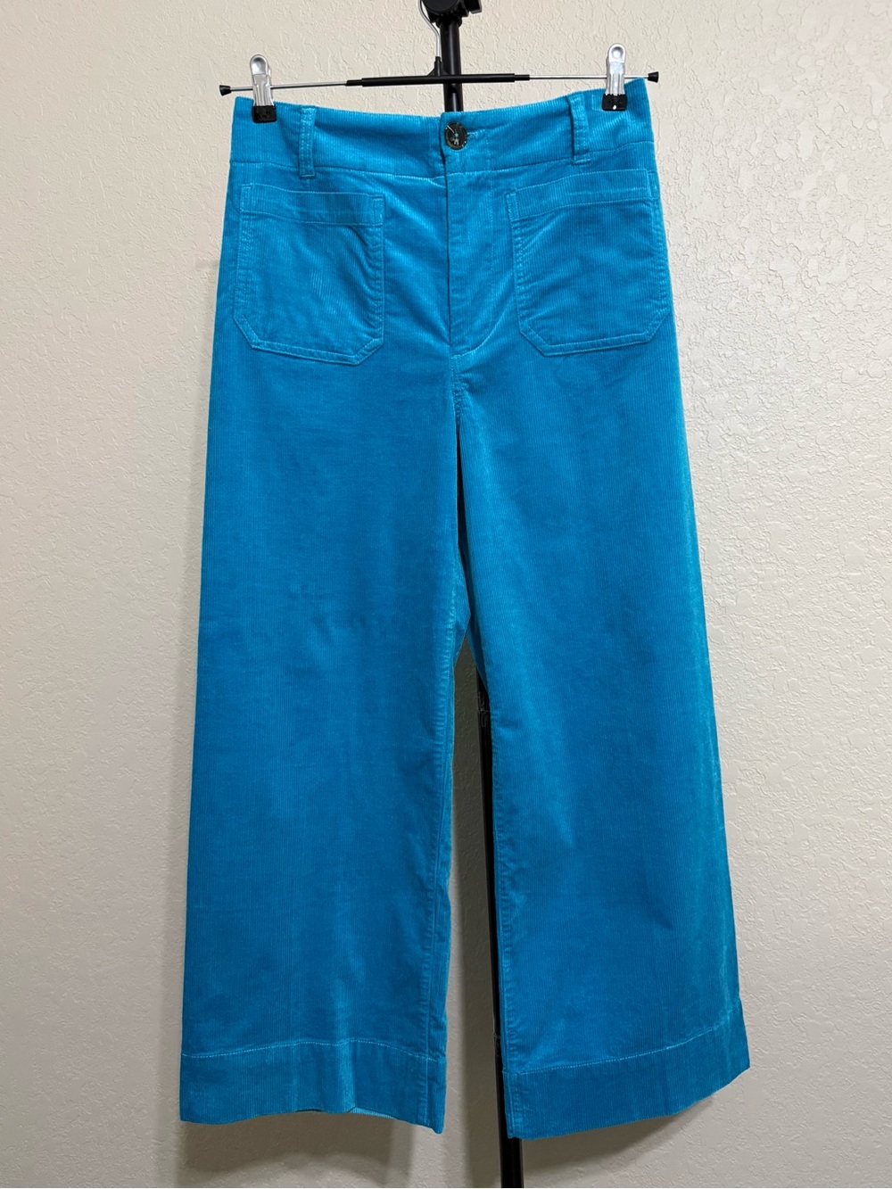 SALE Anthropologie Maeve Colette Cropped Wide Leg Corduroy Pants Turquoise 29 - Picture 5 of 10